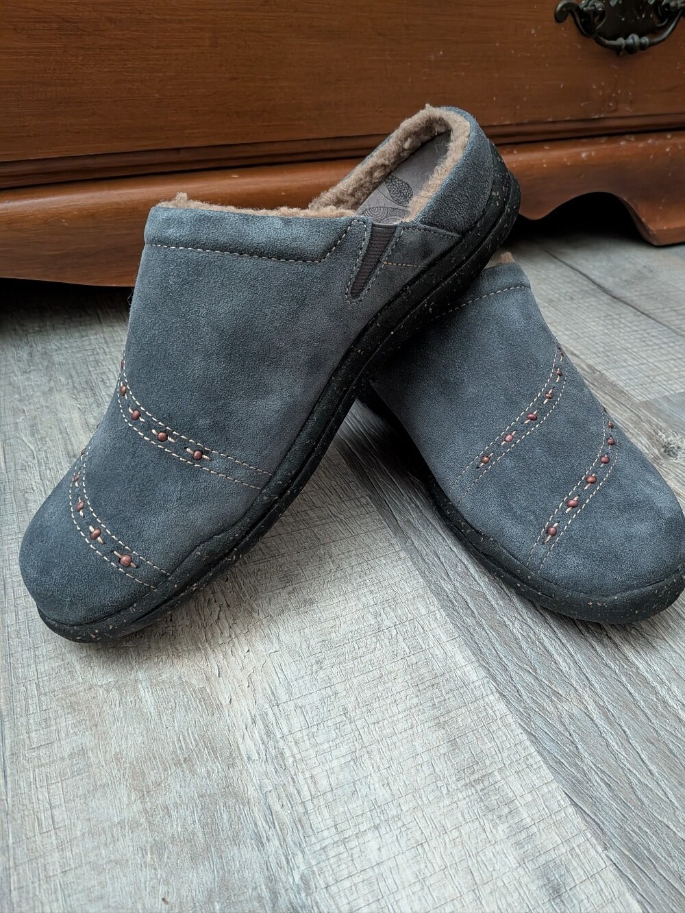 Acorn Suede Beaded Clog - Size 8